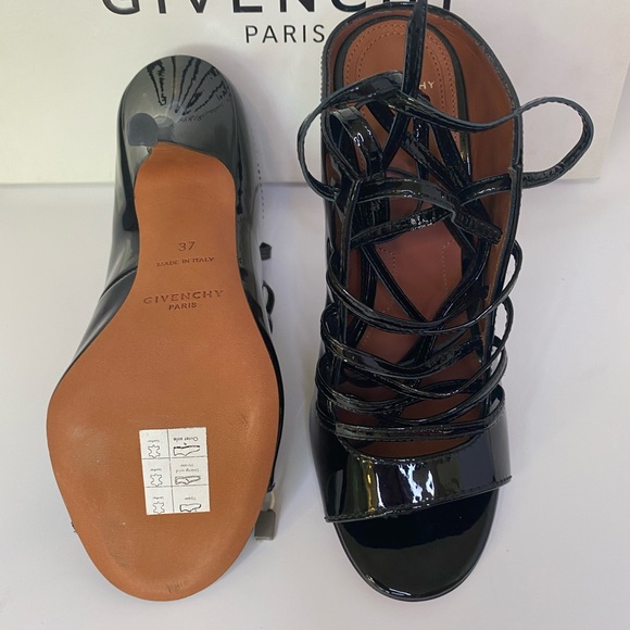 37 GIVENCHY Lace-up Heeled Sandals In Black - Picture 6 of 9